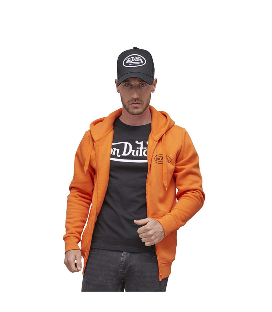 Sweat zippé avec capuche en coton homme Slimane Vondutch