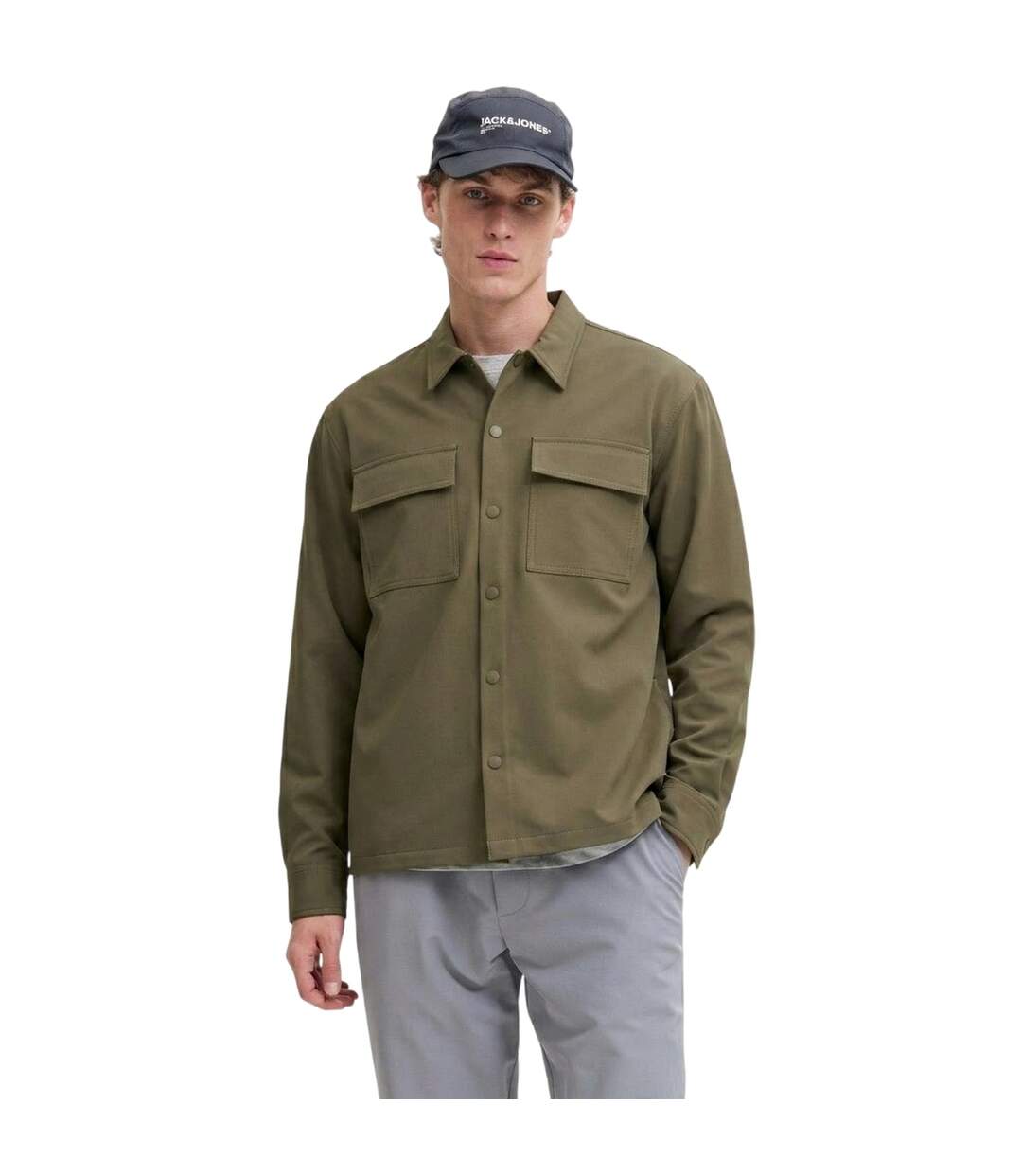 Chemise Manches Longues Motif/style Uni Commute Homme Gris Marron Jack And Jones-4