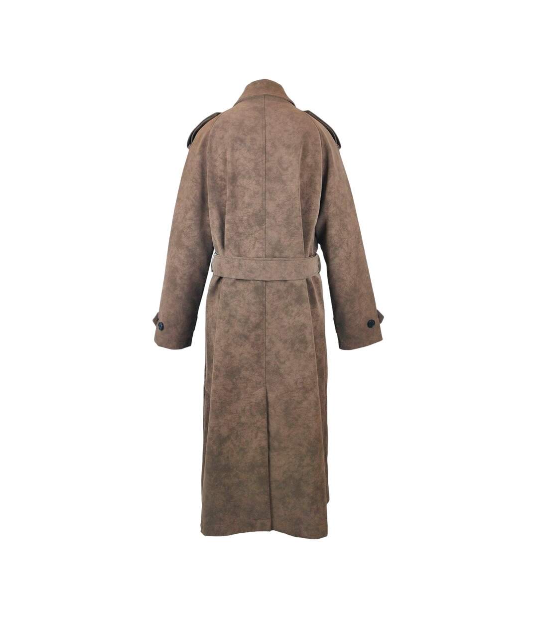 Womens/ladies Faux Leather Trench Coat Chocolate Biba-3