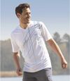 Pack of 3 Men's Sports Print T-Shirts - Gray Turquoise White Atlas For Men