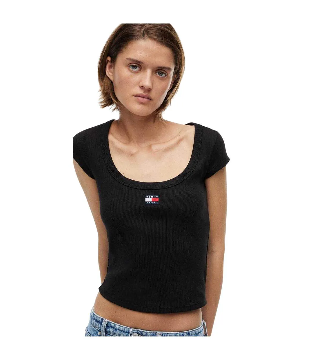 T-shirt Motif/style Logo Brodé Femme Noir Tommy Jeans-4