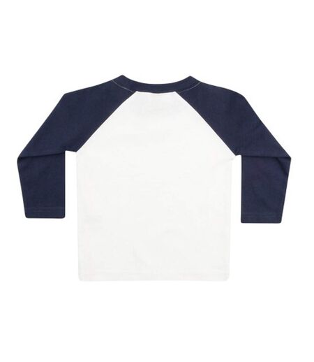 T-shirt Manches Longues Baseball Bébé Blanc Bleu Marine Larkwood