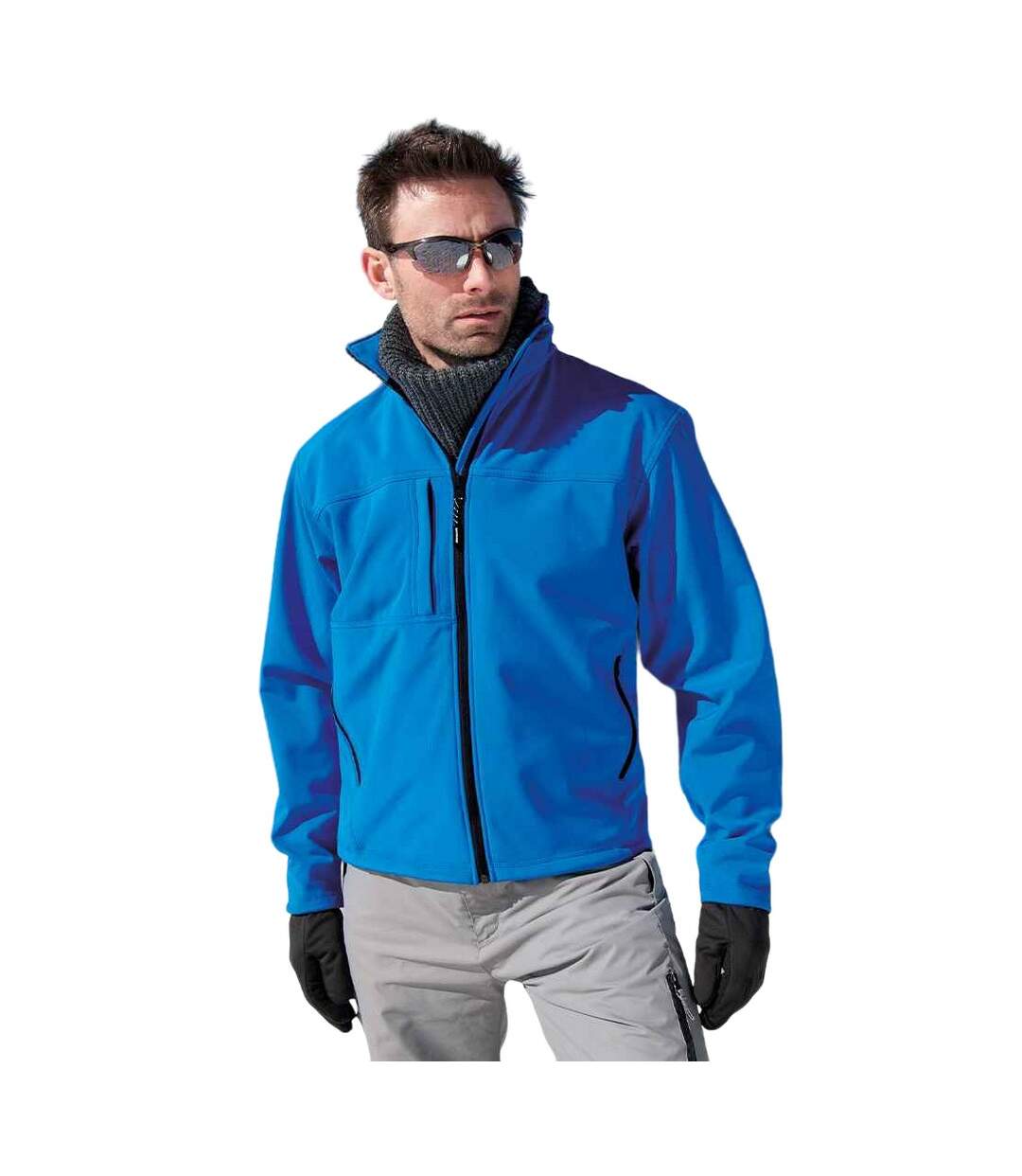 Mens classic soft shell jacket azure Result-2