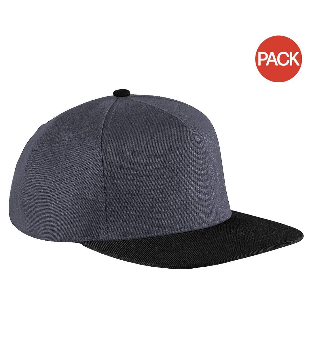 Lot de 2  casquettes à visière plate adulte graphite/noir Beechfield-1