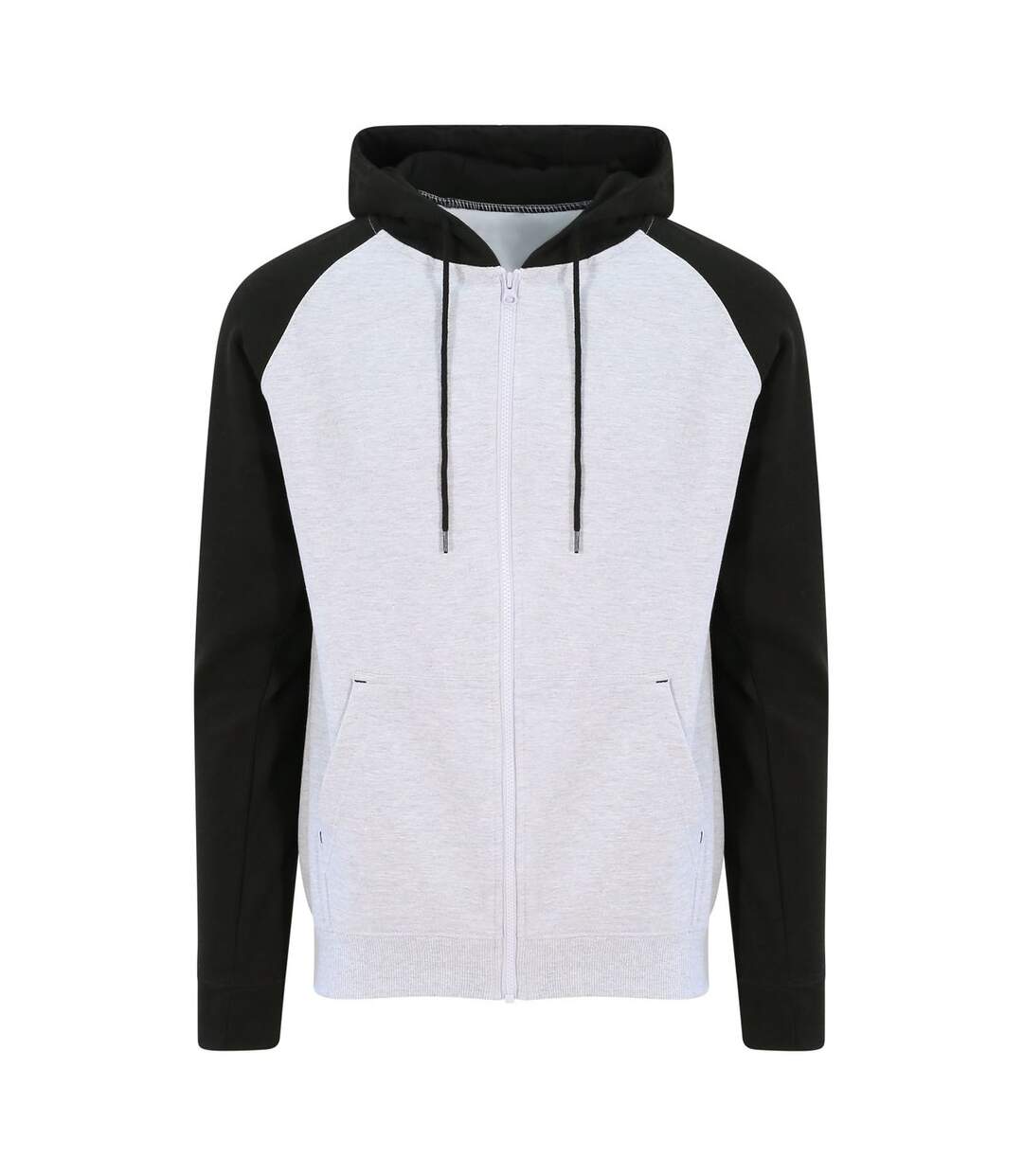 Veste zippée à capuche baseball homme - JH063 - gris clair et noir-1