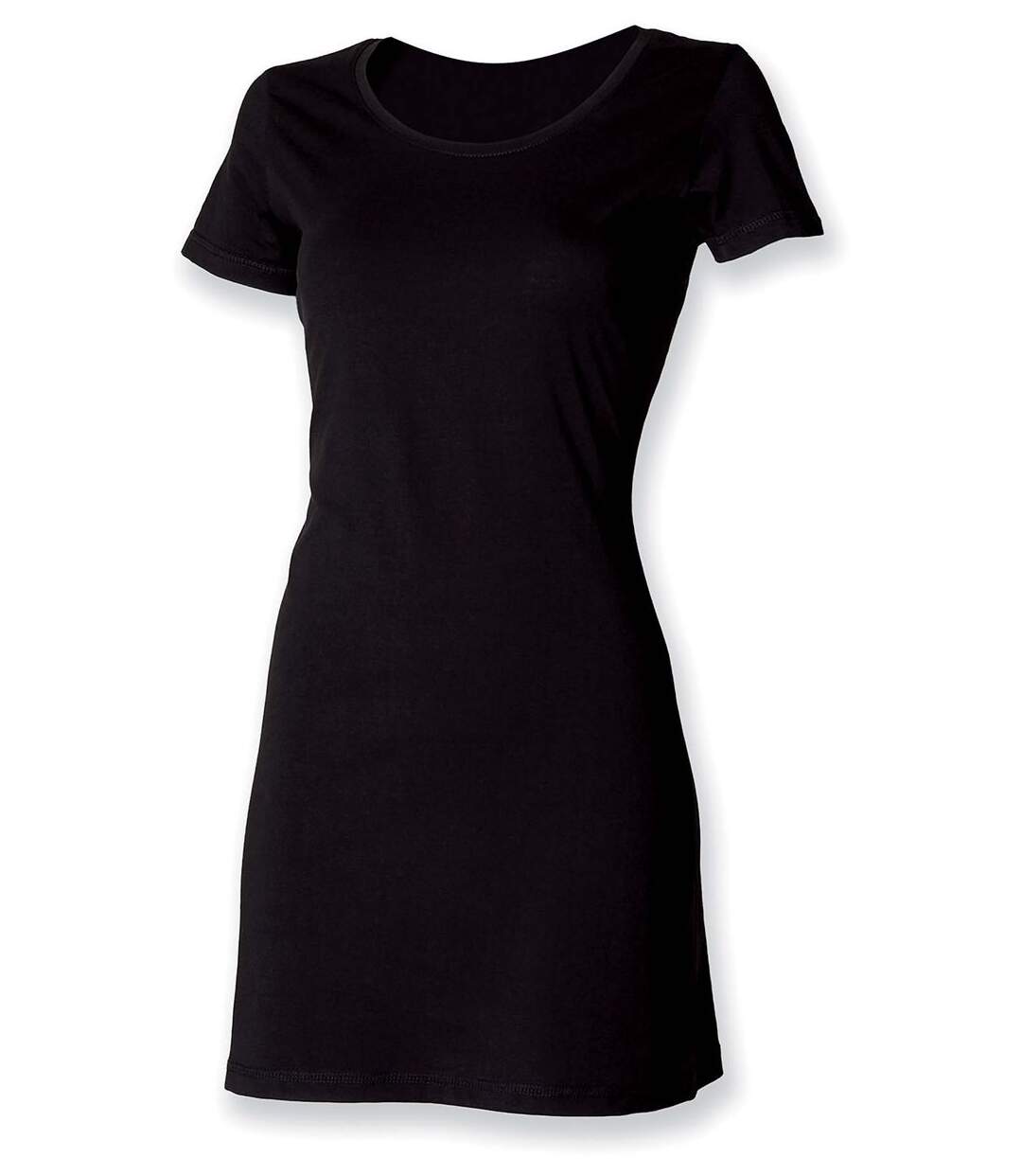 Robe t-shirt coton - SK257 - noir - femme