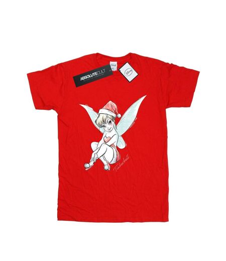 Disney Femme/Les femmes Fée Clochette Christmas Fairy Coton Boyfriend T-Shirt (Rouge) - UTBI46450