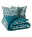 Parure de Lit 3 Pièces Plissée Végétal Marin 240x220cm Vert Céladon-2