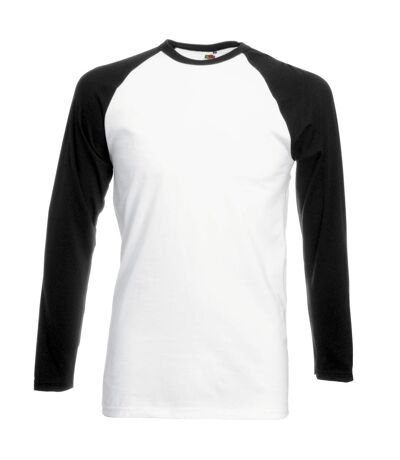T-shirt de baseball à manches longues Fruit Of The Loom pour homme (Blanc/Noir) - UTBC328