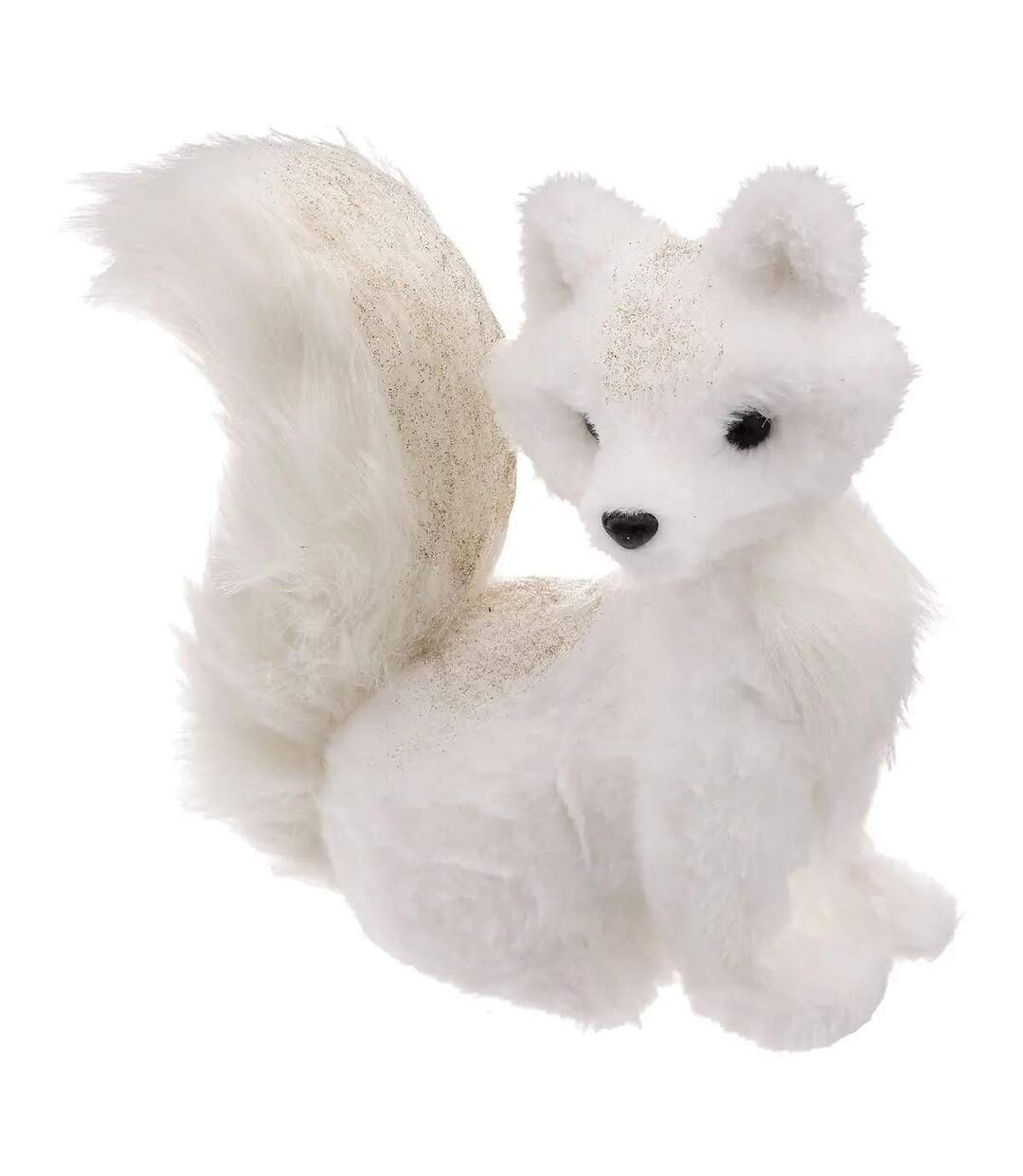 Renard Déco à Paillettes Souffle Polaire 26cm Blanc-1
