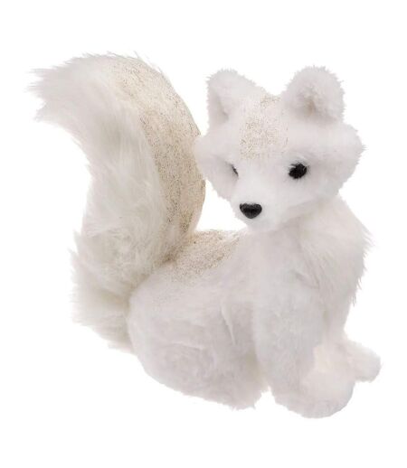 Renard Déco à Paillettes Souffle Polaire 26cm Blanc