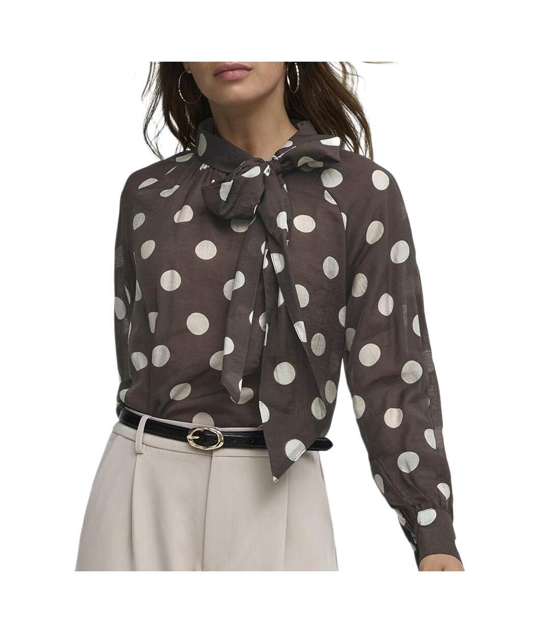 Blouse à pois marron femme jdy fay-1