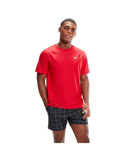 T-shirt Uni Manches Courtes En Coton Homme Rouge Speedo