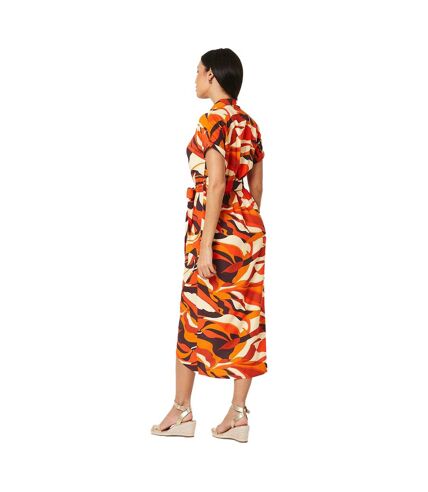 Womens/ladies printed wrap midi dress rust Principles