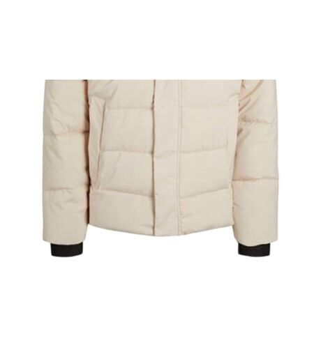 Mens Colour Block Ribbed Hooded Puffer Jacket Moonbeam Jack And Jones