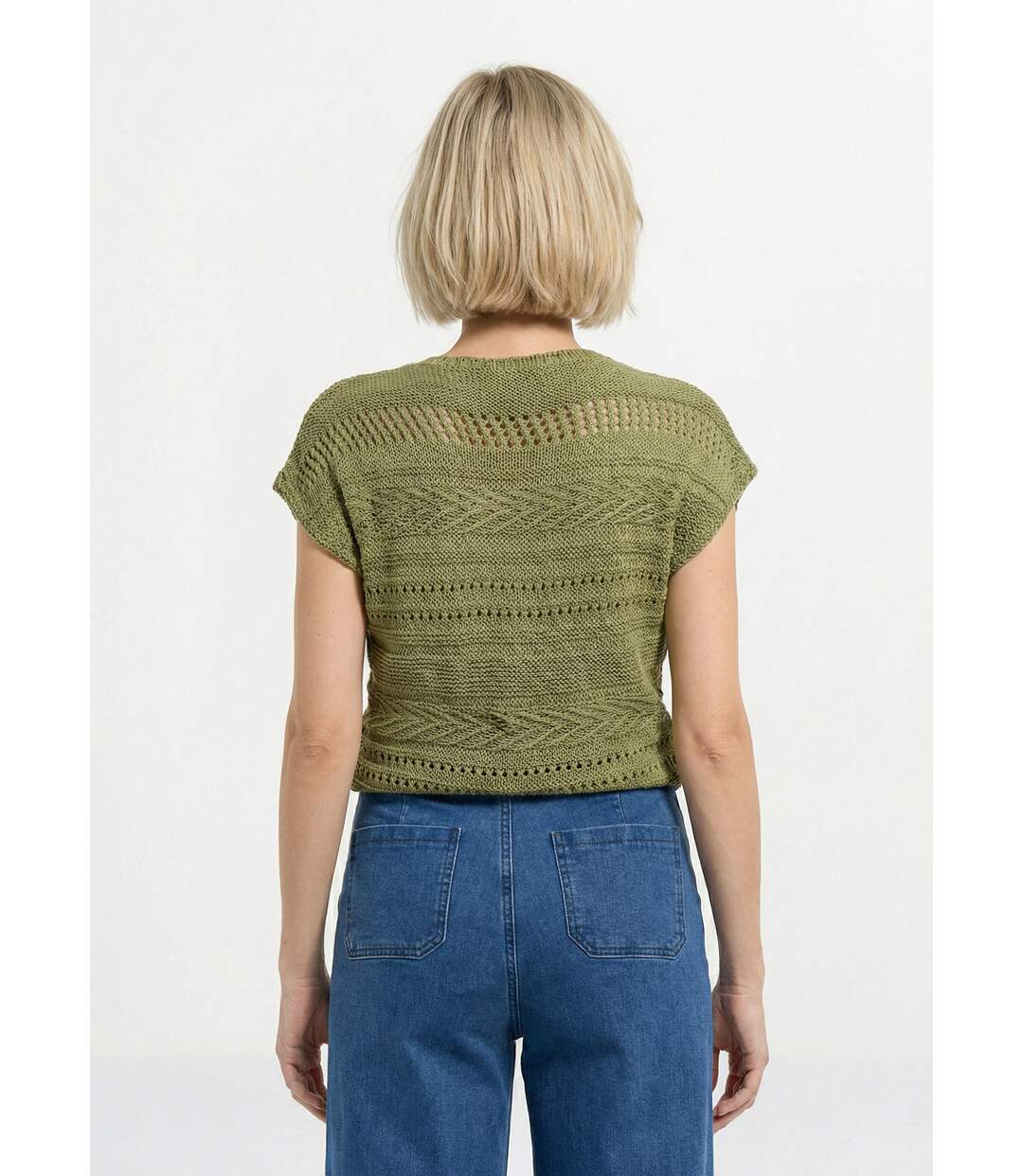Pull manches courtes grosse maille-2
