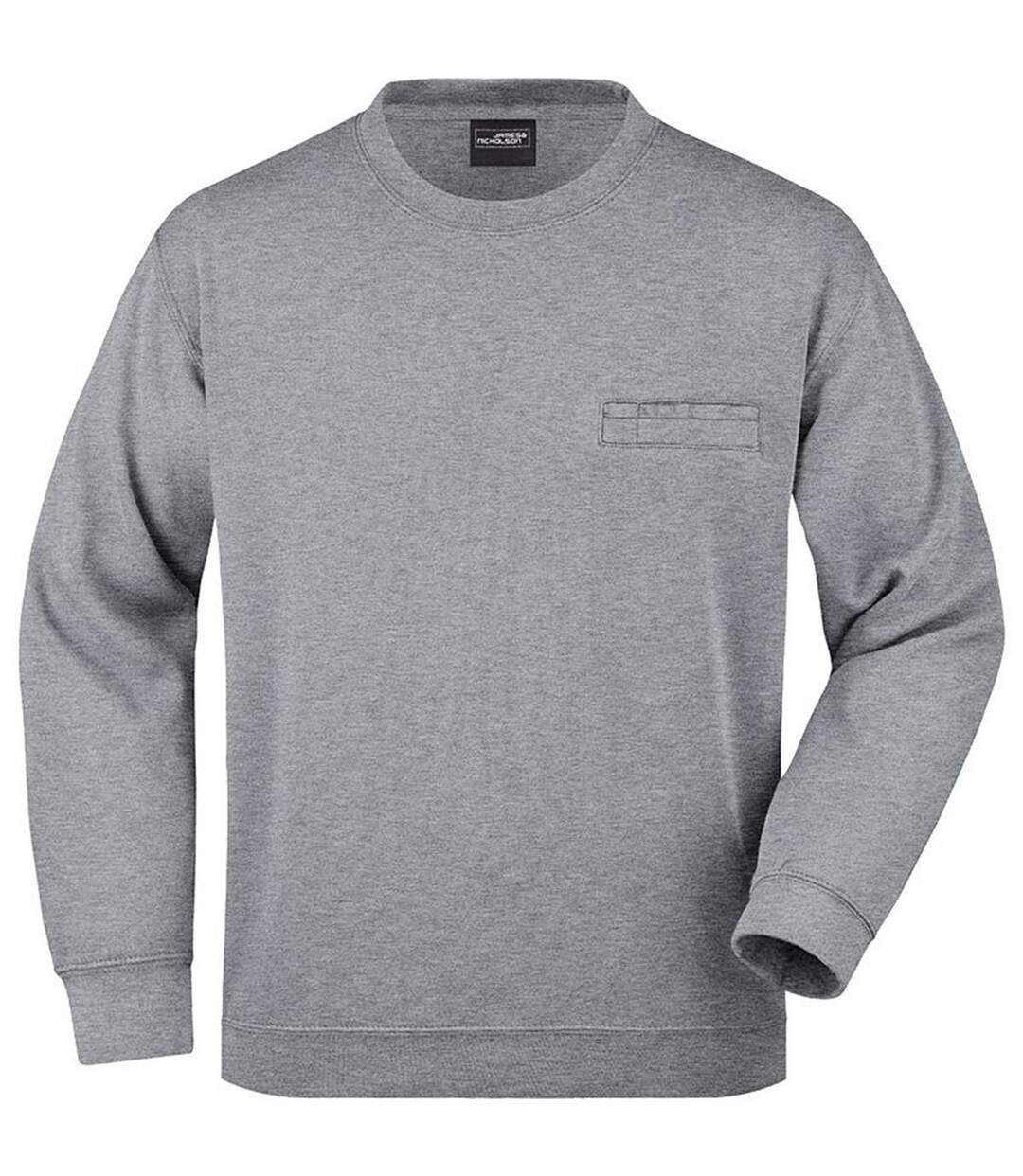 Sweat avec poche poitrine - Homme - JN924 - gris chiné