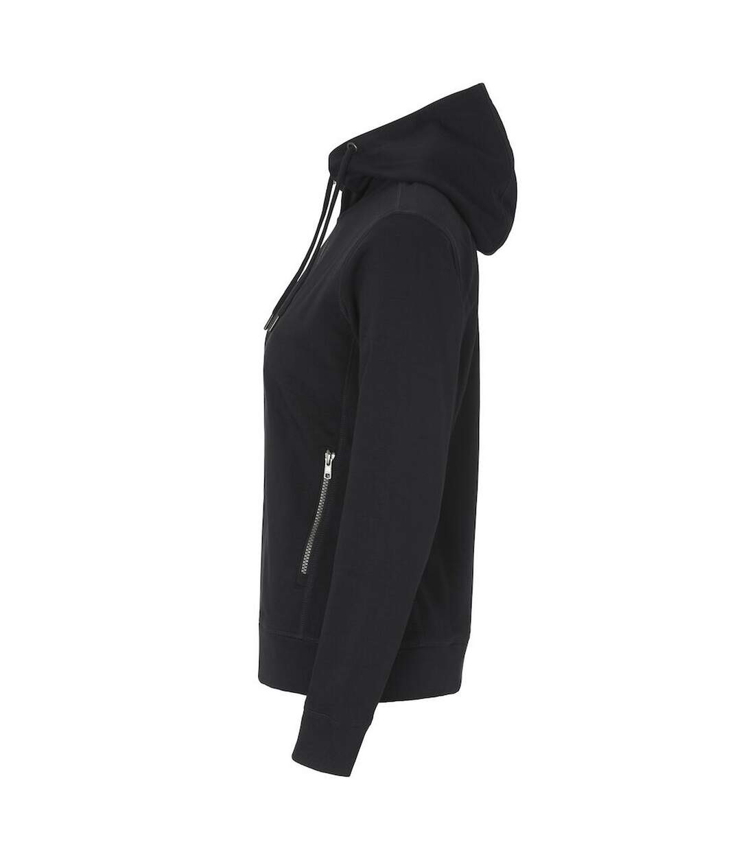 Womens/ladies French Terry Full Zip Hoodie Black Cottover-3