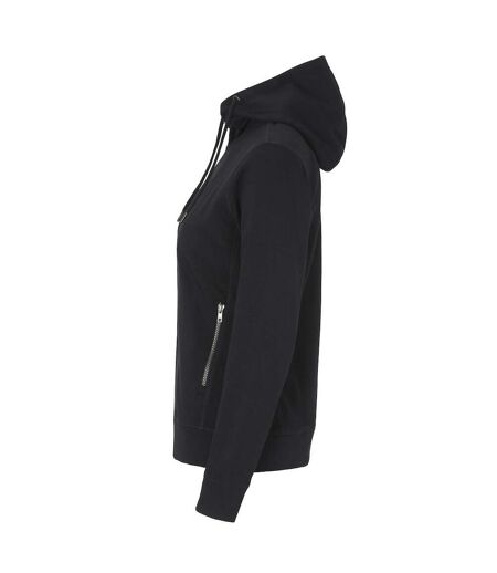 Womens/ladies French Terry Full Zip Hoodie Black Cottover