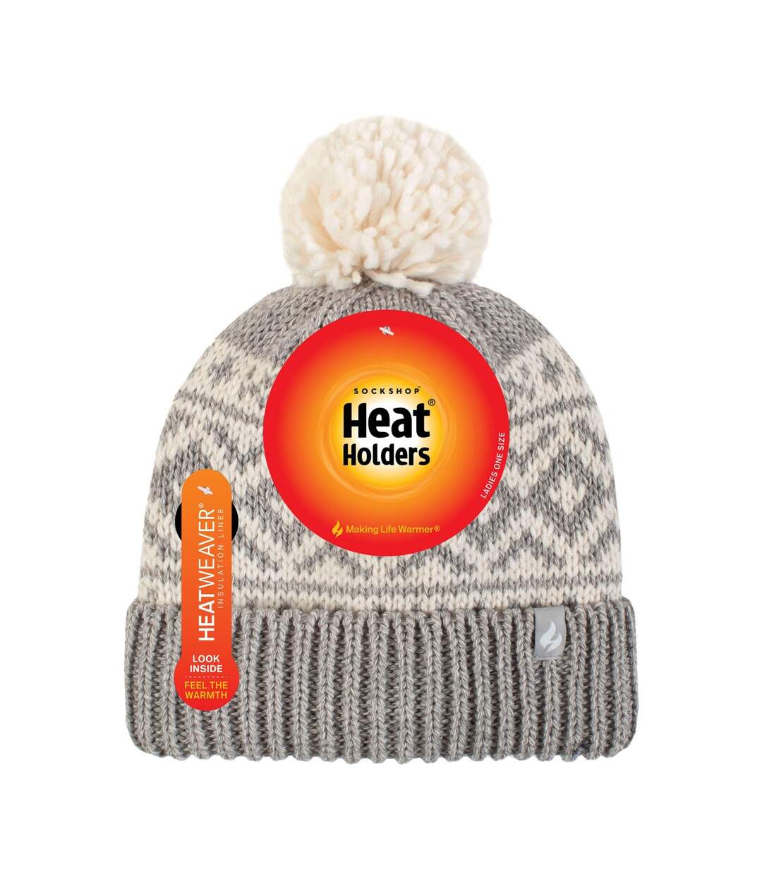 Bonnet à pompon épais à motifs pour femme-2