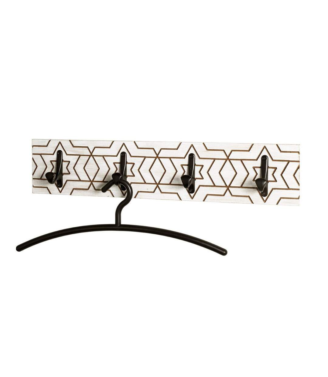 Patère Murale Design Fraisé 60cm Blanc & Noir-4