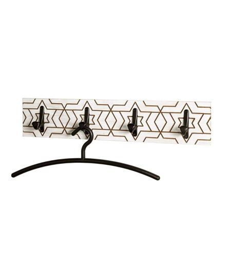 Patère Murale Design Fraisé 60cm Blanc & Noir