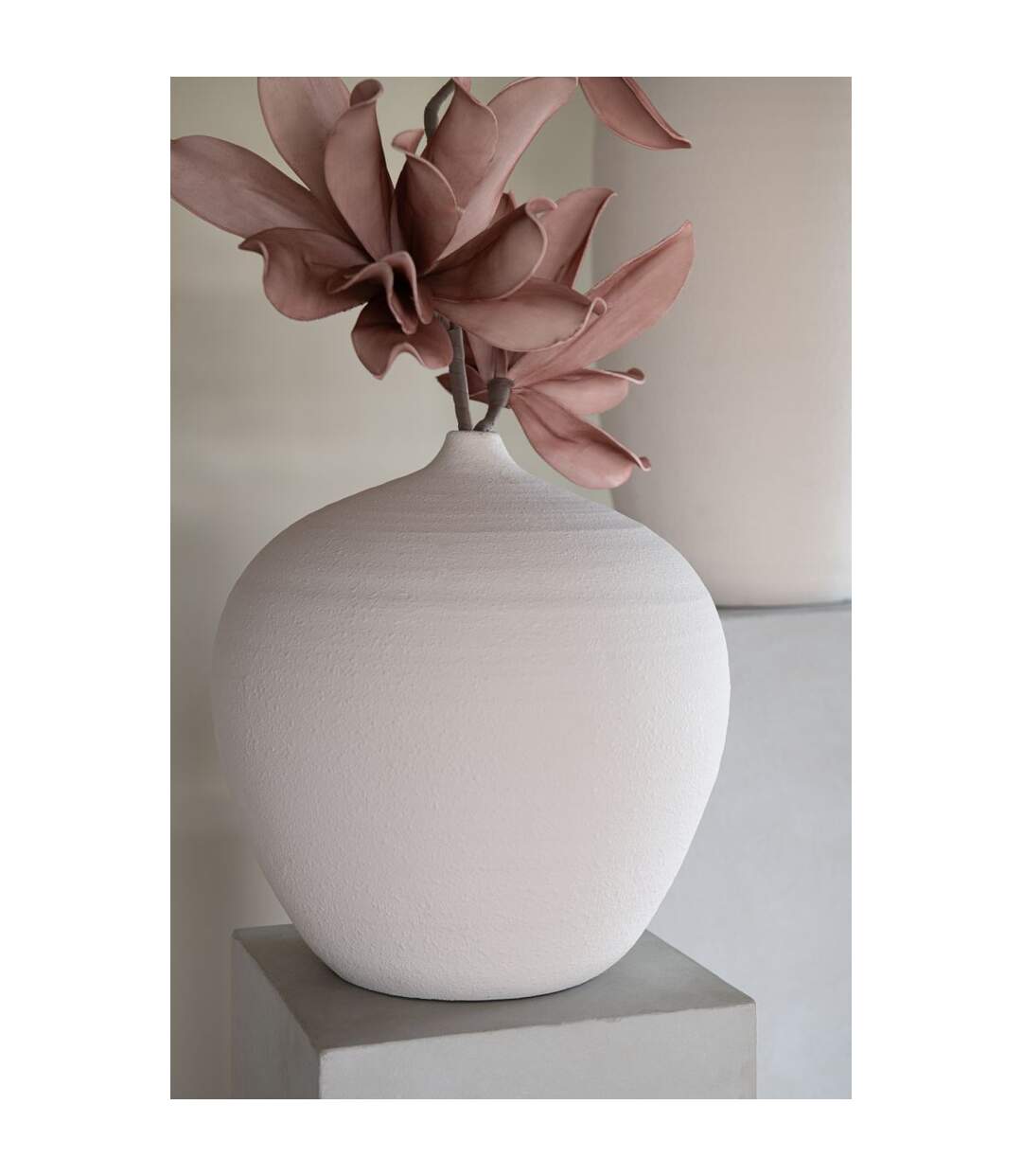 Vase Bouteille en Argile Cassia 35cm Blanc-2