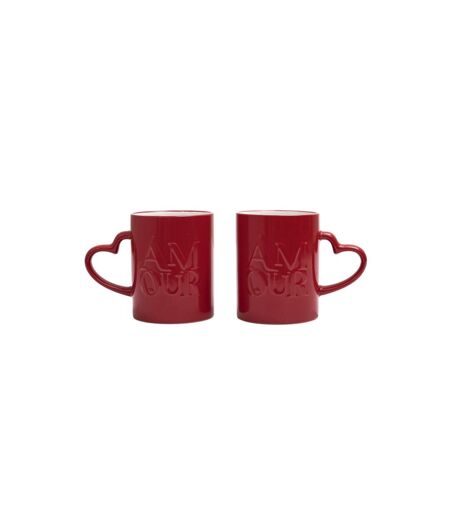 Lot de 2 Mugs en Céramique Amour 30cl Rouge