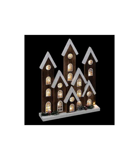 Village Lumineux décoratif Neige 40cm Marron