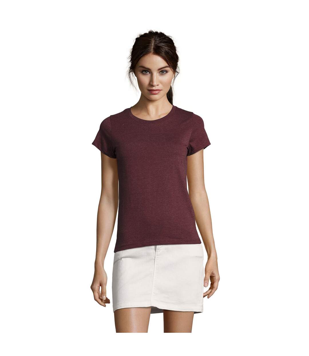 T-shirt regent femme bordeaux chiné SOLS-4