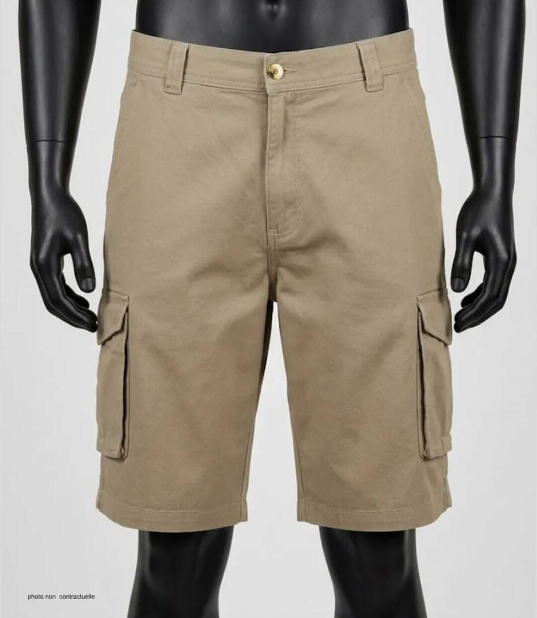 CHALLENGER INDIANA1 : Bermuda homme en coton stretch beige robuste et extensible-3