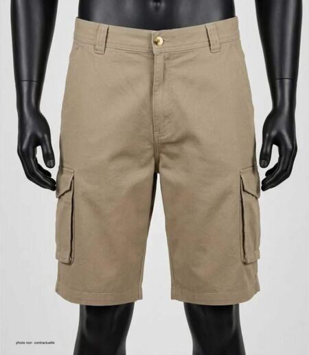 CHALLENGER INDIANA1 : Bermuda homme en coton stretch beige robuste et extensible