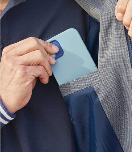 Men's Water-Repellent Microfibre Jacket - Grey Blue