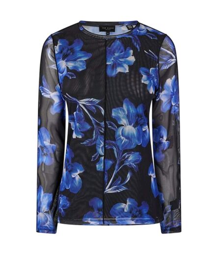 Womens/ladies Floral Sheer T-shirt Blue Ted Baker
