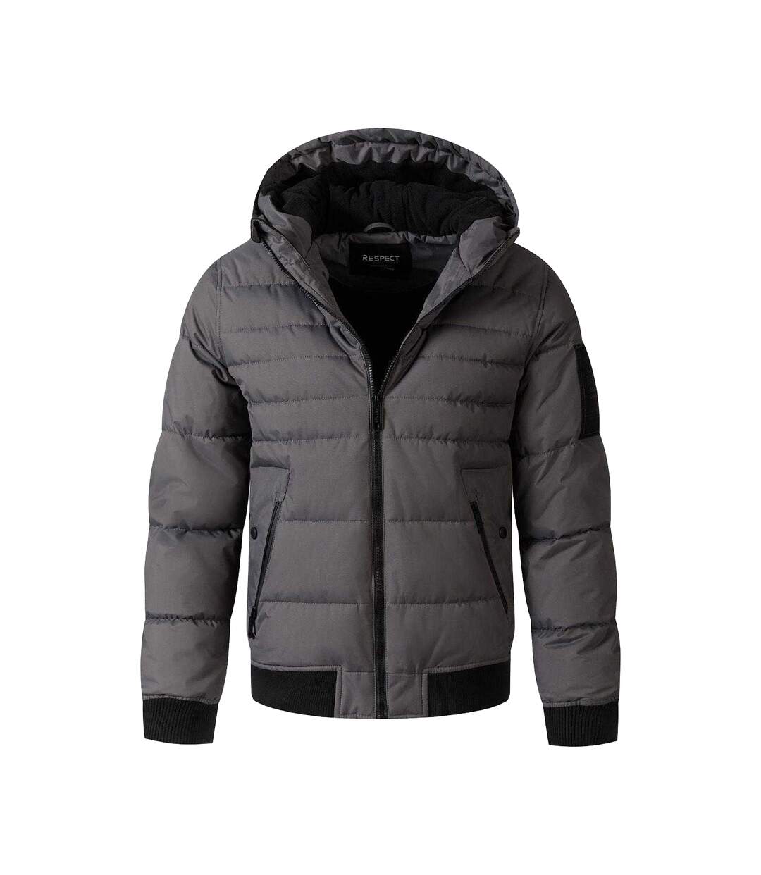 Doudoune Matelassée Motif/style À Capuche Homme Gris Respect-4