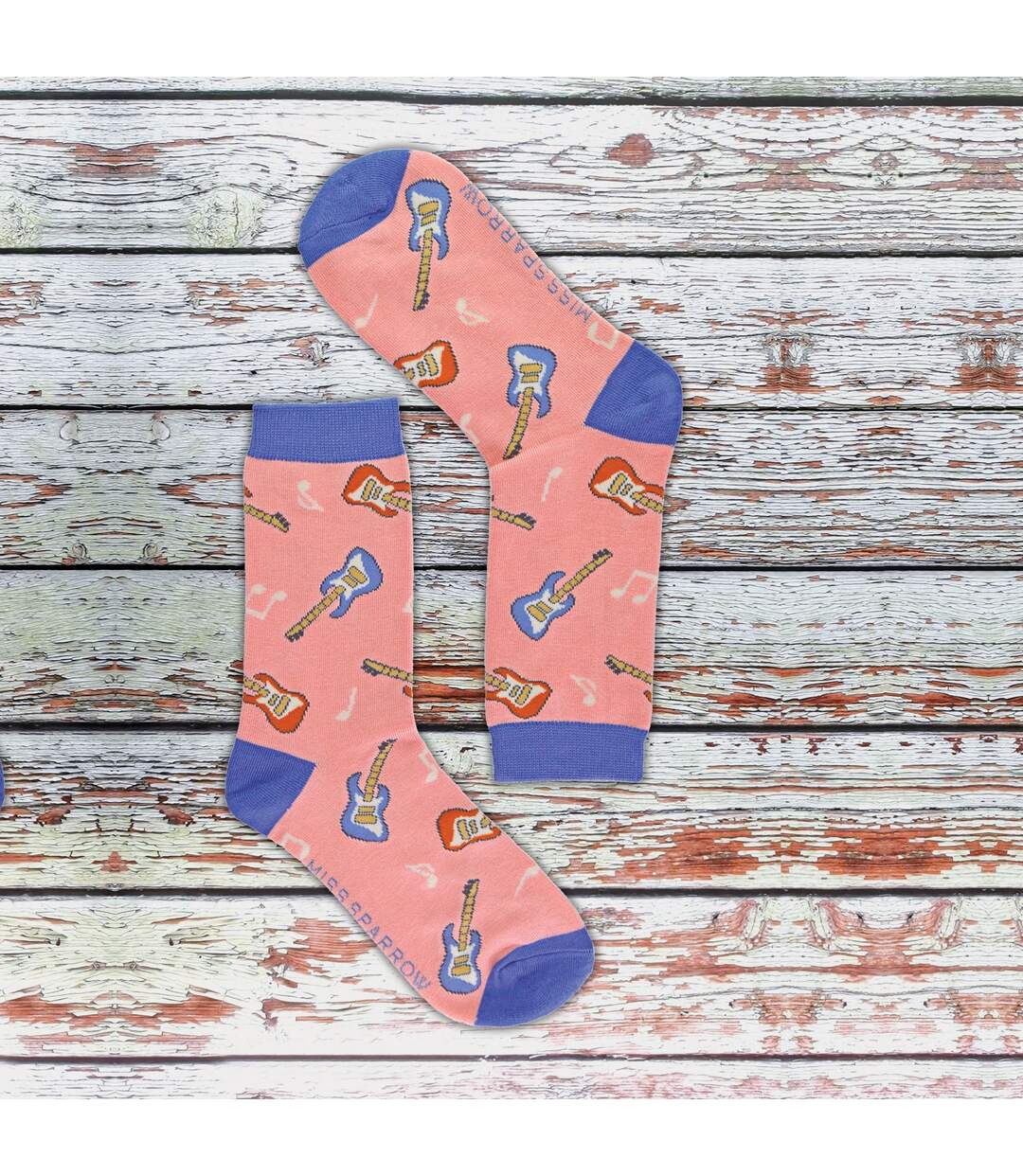 1 Pack Ladies Novelty Dusky Pink Guitar Bamboo Socks-5
