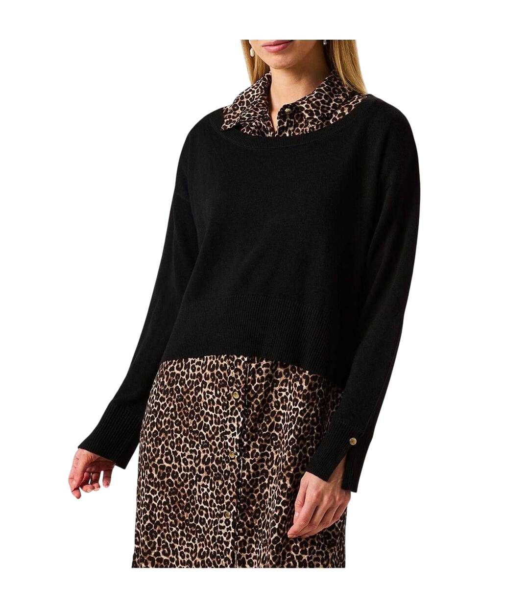 Robe-pull Motif/style Imprimé Léopard Femme Noir Marron Biba-4