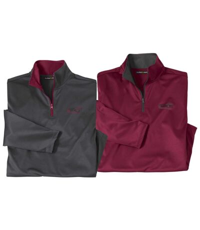 Pack of 2 Men's Active Pullovers - Anthracite Burgundy