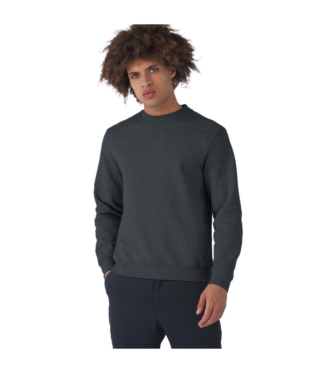 Sweatshirt À Manches Longues Pour Hommes Anthracite Chiné B&C-1