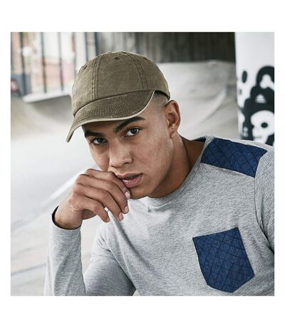Result Washed Fine Line Cotton Baseball Cap With Sandwich Peak (Pack of 2) (Olive/Stone) - UTBC4238