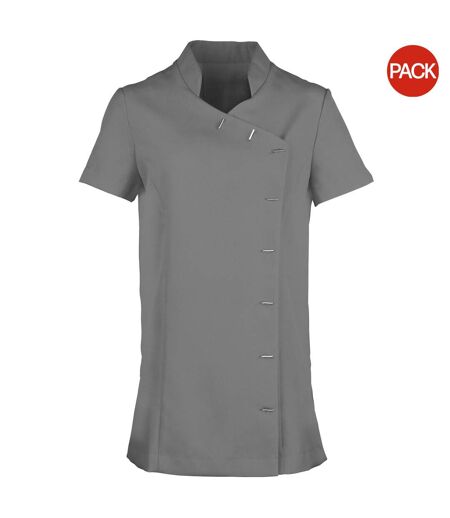 Pack Of 2  Womens/ladies *orchid* Tunic / Health Beauty & Spa / Workwear  Dark Grey Premier