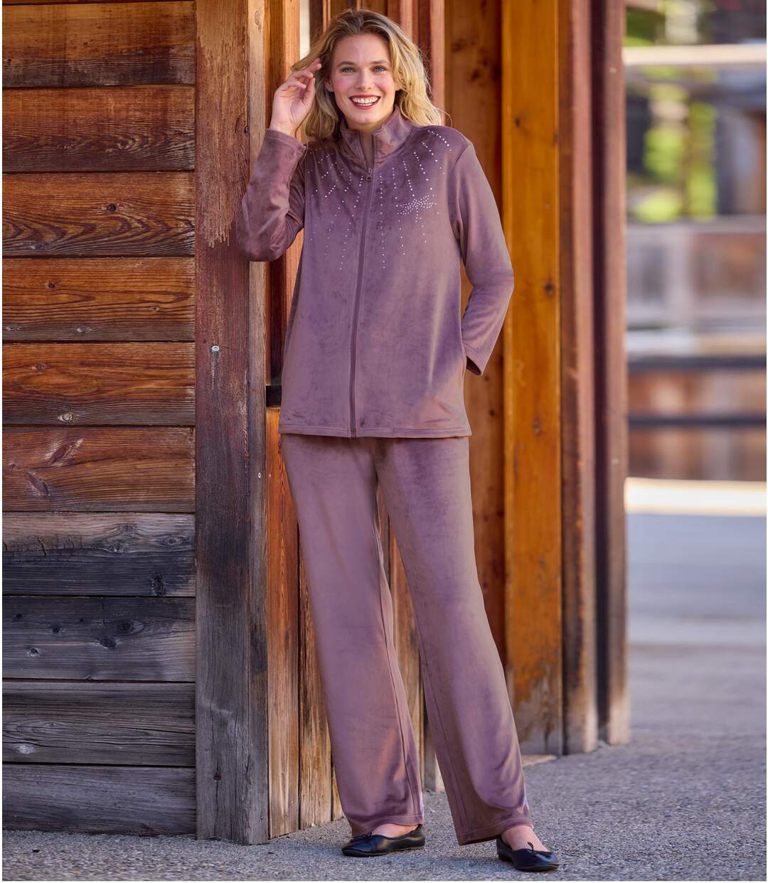 Women s Purple Velour Loungewear Set Atlas For Men