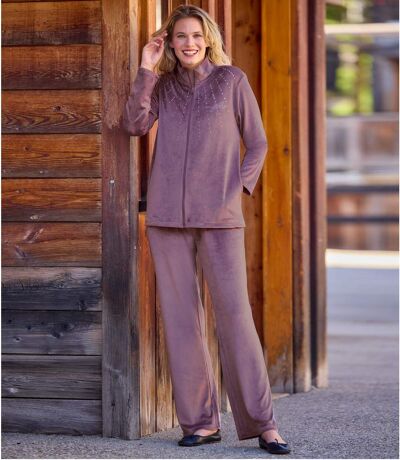 Women's Purple Velour Loungewear Set