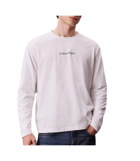 T-Shirt manches longues blanc homme calvin klein jeans standard