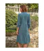 Womens/ladies Frilled Corded Midi Dress Denim Blue WoolOvers-2