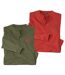 Pack of 2 Men's Casual Long Sleeve Tops - Khaki Terracotta