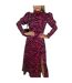 Robe Mi-longue Manches Bouffantes Motif/style Imprimé Zèbre Femme Rose AX Paris-3