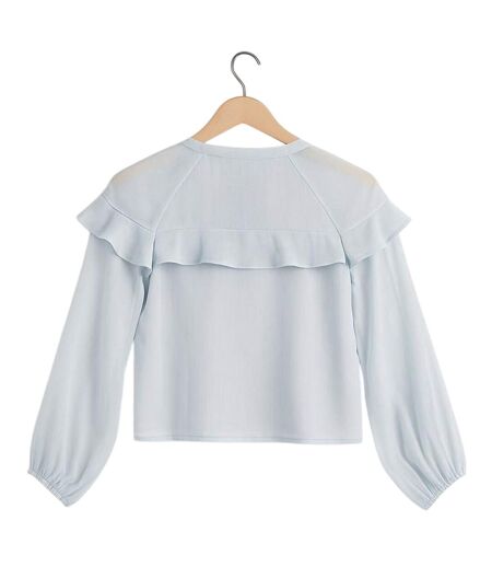Womens/ladies Ruffled Long-sleeved Blouse Blue I Saw It First