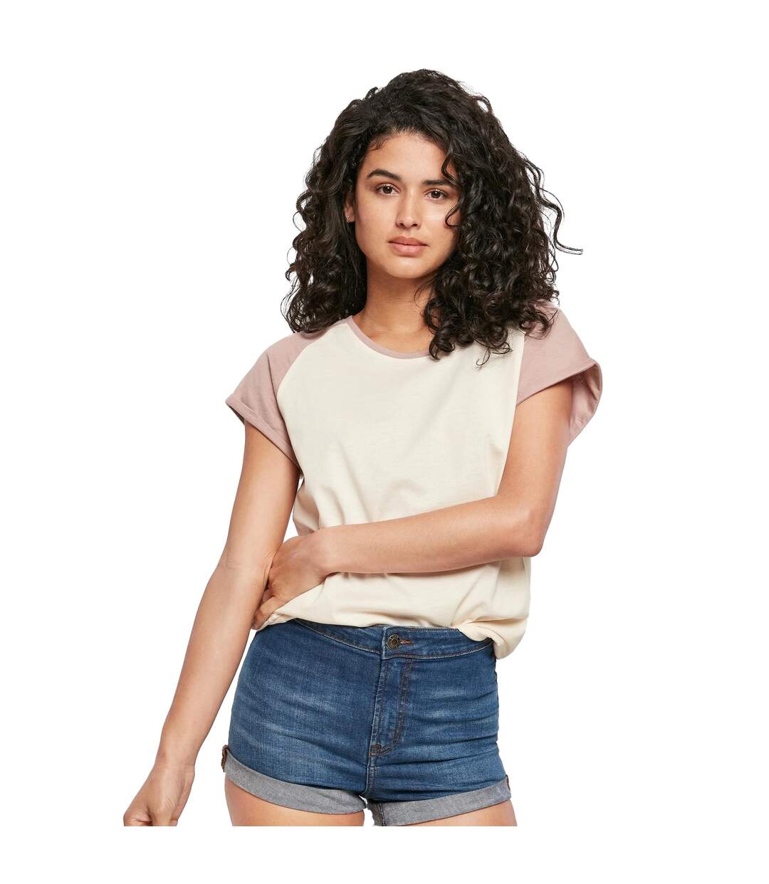 T-shirt Femme Sable Blanc Rose Pâle Urban Classics-3