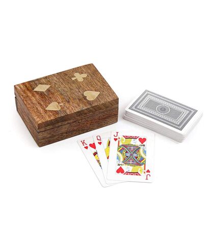 Jeu de cartes avec boite de rangement en manguier